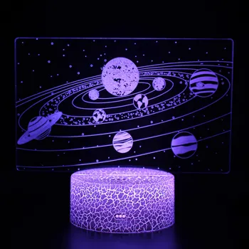 3D Iluzije Noč Lučka Vesolje Galaxy Svetu Led Nočna Lučka Otroci Soba Dekor Barva Spreminja, Namizna Lučka za Božično Darilo za Rojstni dan