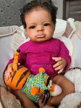 50 cm Lanny Temno Rjava Koža Prerojena Baby Doll Umetnosti Izdelan 3D Kože Veren Baby Zbirateljske Lutka