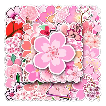 50pcs Srčkan Japonski Češnje Cvetovi Grafiti Tiskovine Nalepke Sakura Cvet Decals Otroci Igrače Album Steklenico Vode Prenosni računalnik