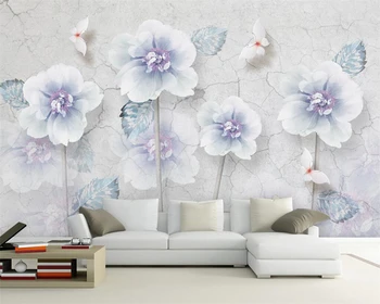 Beibehang ozadje po Meri svetlo modra fantasy ročno poslikano cvetje, kavč, TV ozadju stene, dnevna soba, spalnica 3d ozadje
