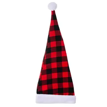 Božič Rdeče Kariran Hat Santa Božič Long tail Klobuk Ekstra Dolgo Božič Santa Claus Klobuki Okraski Za Odrasle Otroke, Otroška