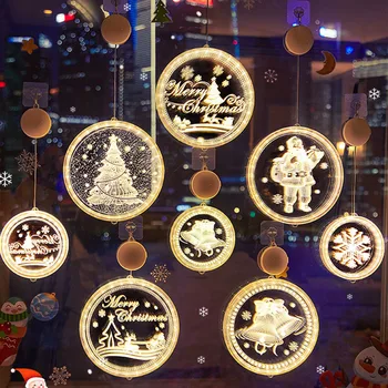 Božični Prizor Postavitev Trgovina Trgovina Ustvarjalne Majhne Slike Okno Drevesa Obeski Vzdušje Adornos Navidad Vrtni Okras