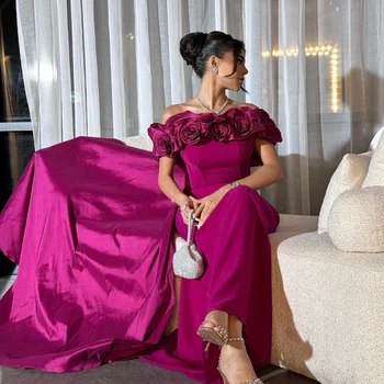 Epoha Formalno Večerno Obleko فساتين مناسبة رسمية Eleganten 3D Cvetje Off Ramo Moda Cocktail Prom Obleke Za Ženske 2024