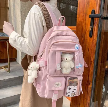 Lawaia Japonski Visoka Šola Kawaii Nahrbtnik Schoolbags za najstnice Multi Žepi Nov Nahrbtnik Ženske Harajuku Srčkan Mochila