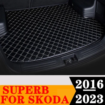 Prtljažniku avtomobila Mat Za SKODA Superb 2022 2023 2021 do leta 2020 2019 2018 2017 2016 Zadnji Tovor Linijskih Rep Boot Pladenj prtljage Pad Preprogo Deli