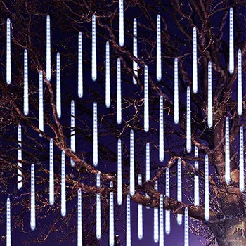 Sončne Meteor Tuš Niz LED Luči Počitnice za Razsvetljavo na Prostem Vrt Dekor Stranka, Božični Okraski Kaplja Dežja, ki Spadajo 2024
