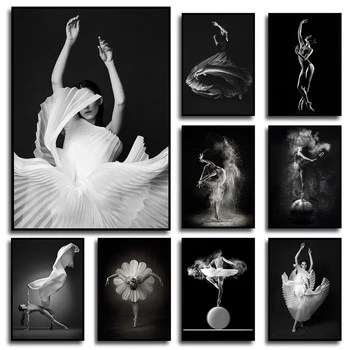 Črni in Beli Balet Dekle Plesalka Pleše Plakatov in Fotografij Platno Slikarstvo, Ples Stenskih slikah, za Dnevni Sobi Doma Dekor